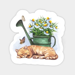 Watercolor Outdoor Sleeping Cat Sticker